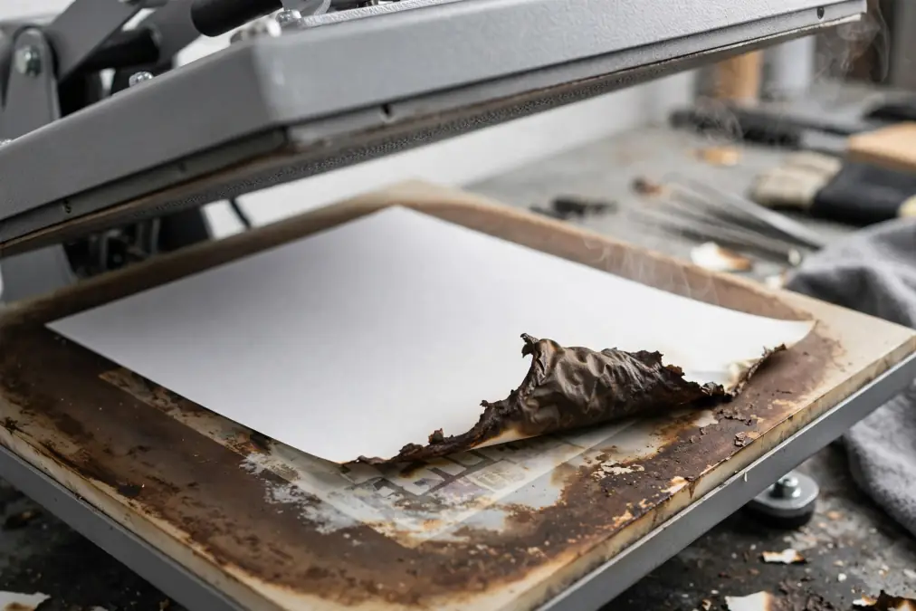 heat press scorched paper
