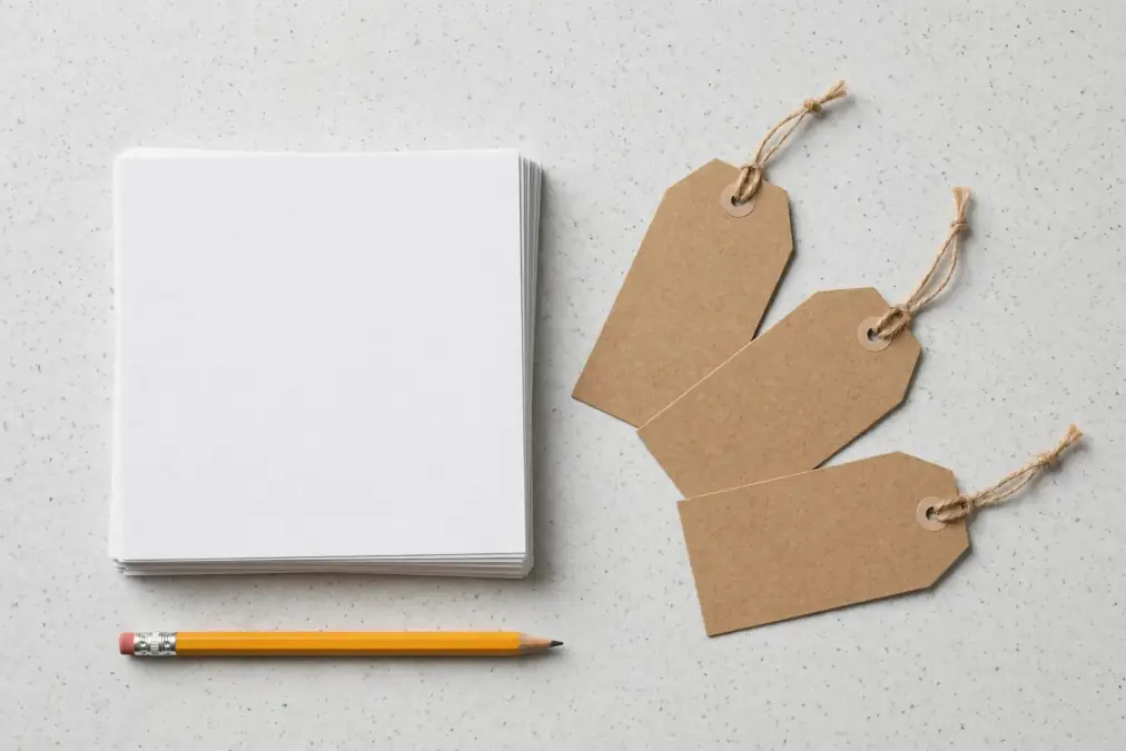 kraft tags flatlay