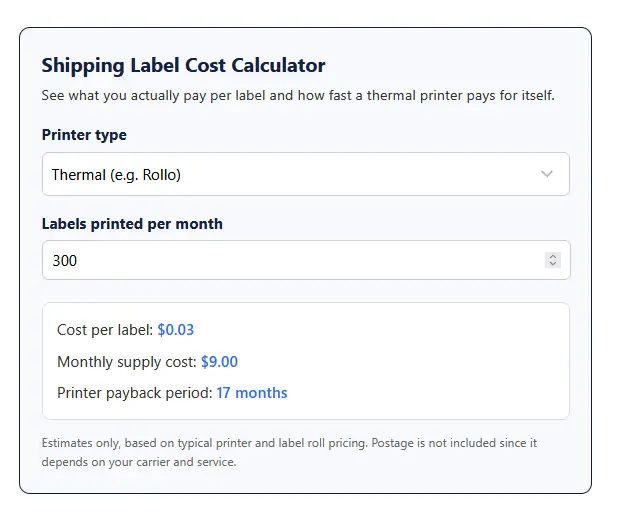 shipping label cost calculator sublimation shop