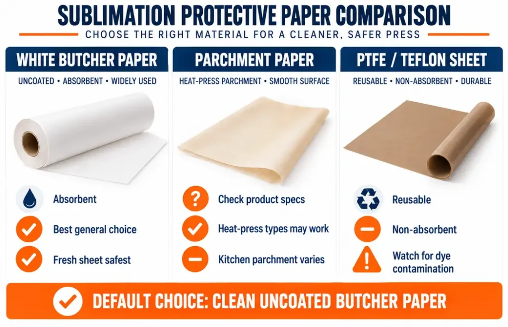 butcher paper versus parchment versus teflon for sublimation