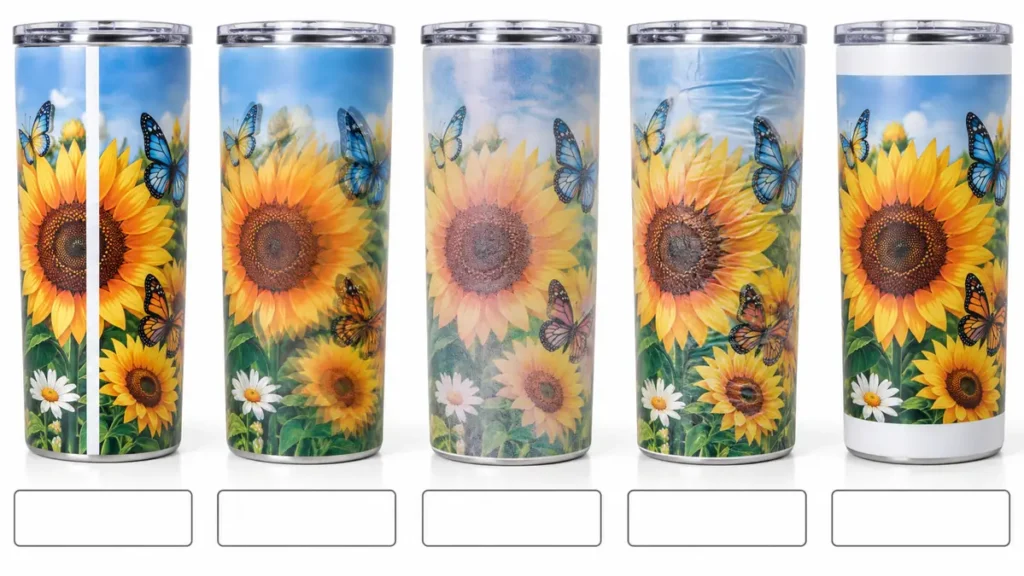 Tumblers featuring sunflowers and butterflies
