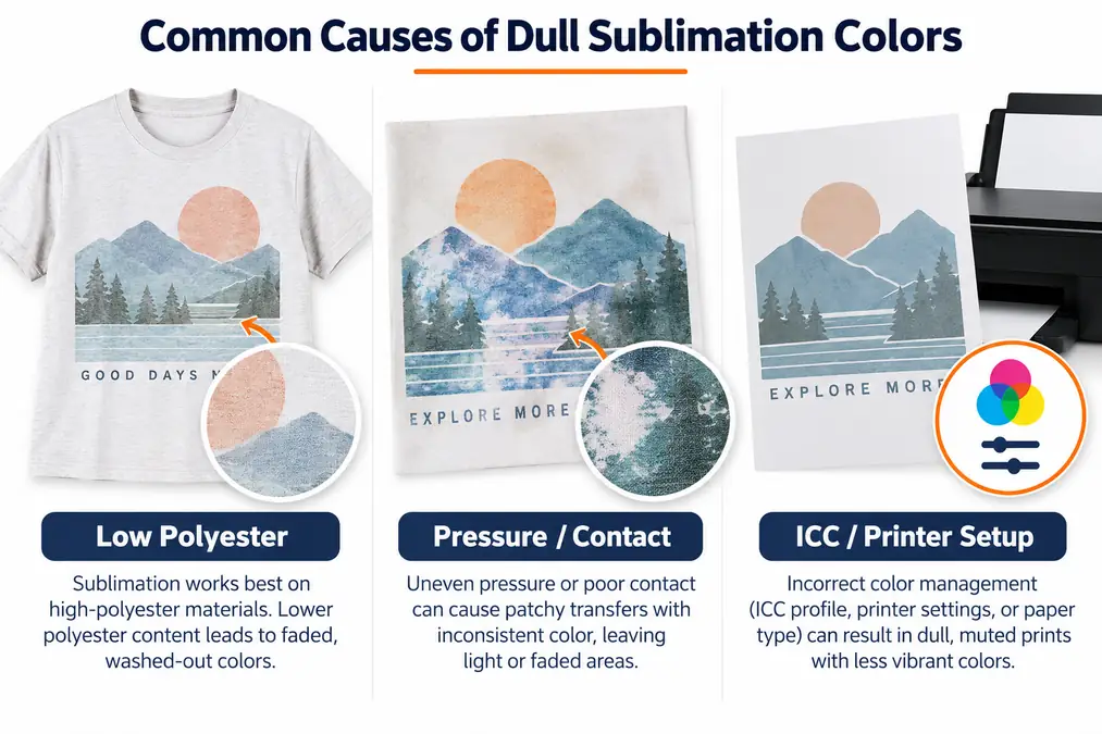 common causes of dull sublimation colors
