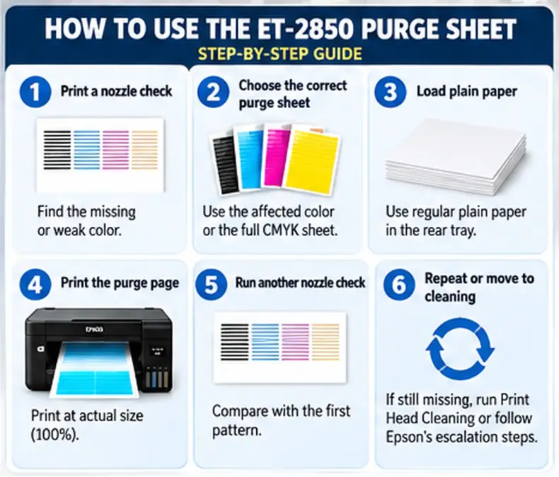 epson et 2850 how to use purge sheet