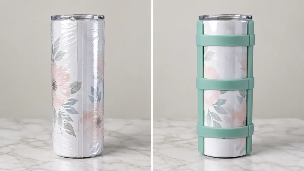 Insulated tumbler with floral design and silicone grip