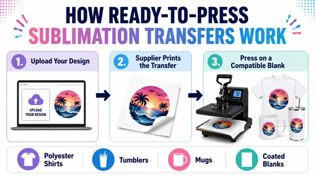 Process diagram showing steps for sublimation transfers
