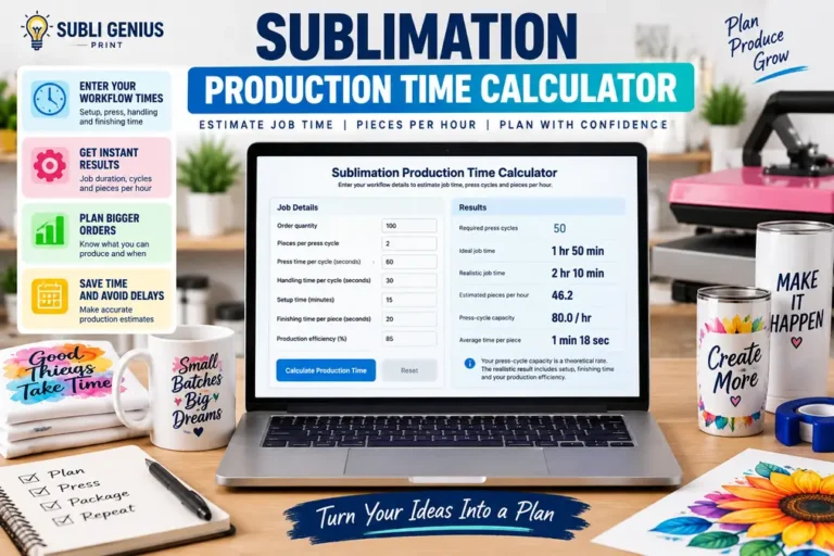 sublimation production time calculator 2