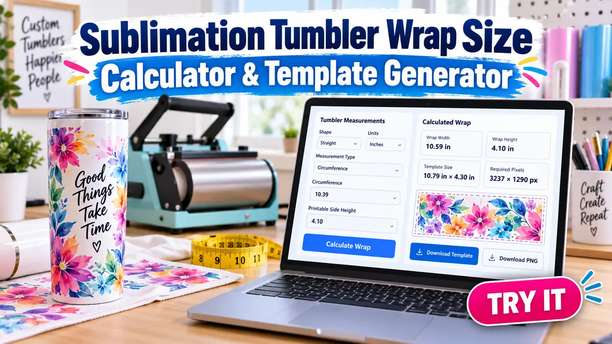 sublimation tumbler wrap calculator workspace