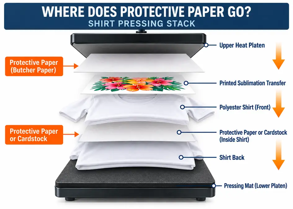 where does protective paper go when sublimating
