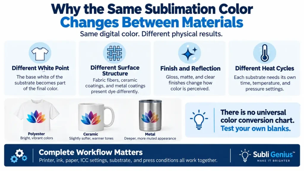 why sublimation colors change by material